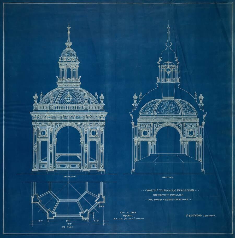 Blueprint arquitetônico representando a planta física